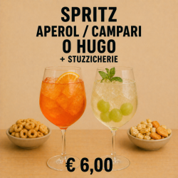 Spritz Aperol/Campari o Hugo (compreso di stuzzicherie)