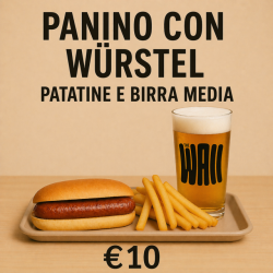 Menù: Wurstel, patatine, birra media
