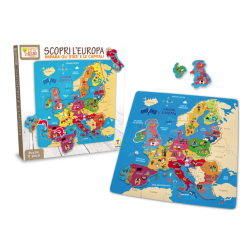 Cartina dell'Europa in legno