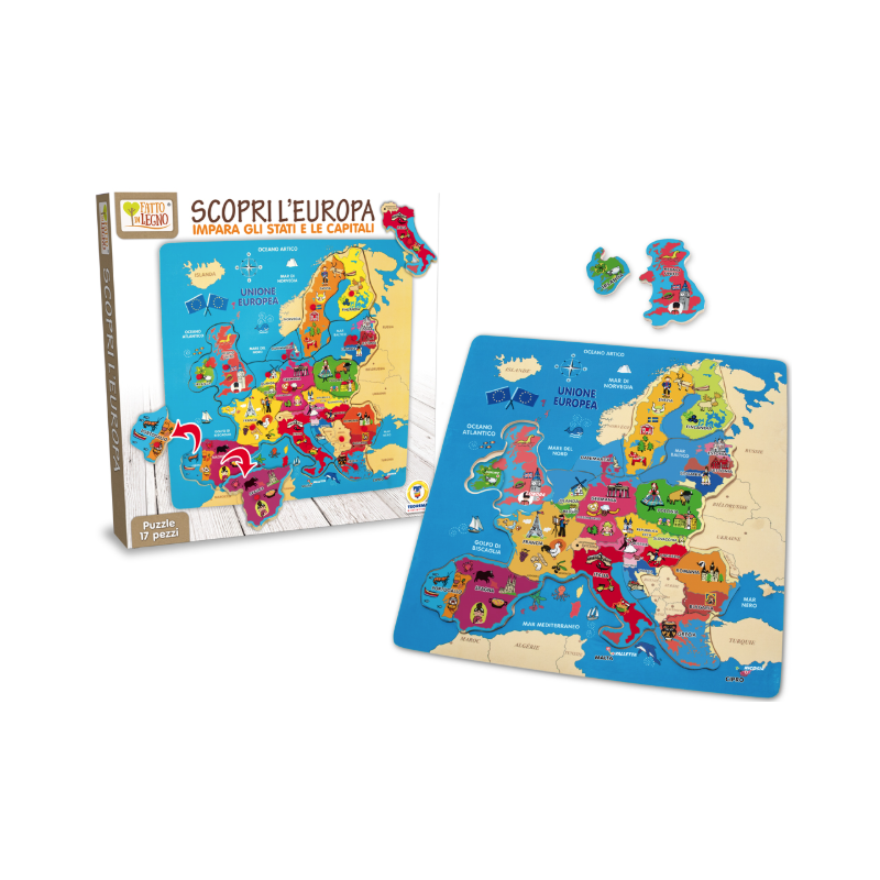 Cartina dell'Europa in legno